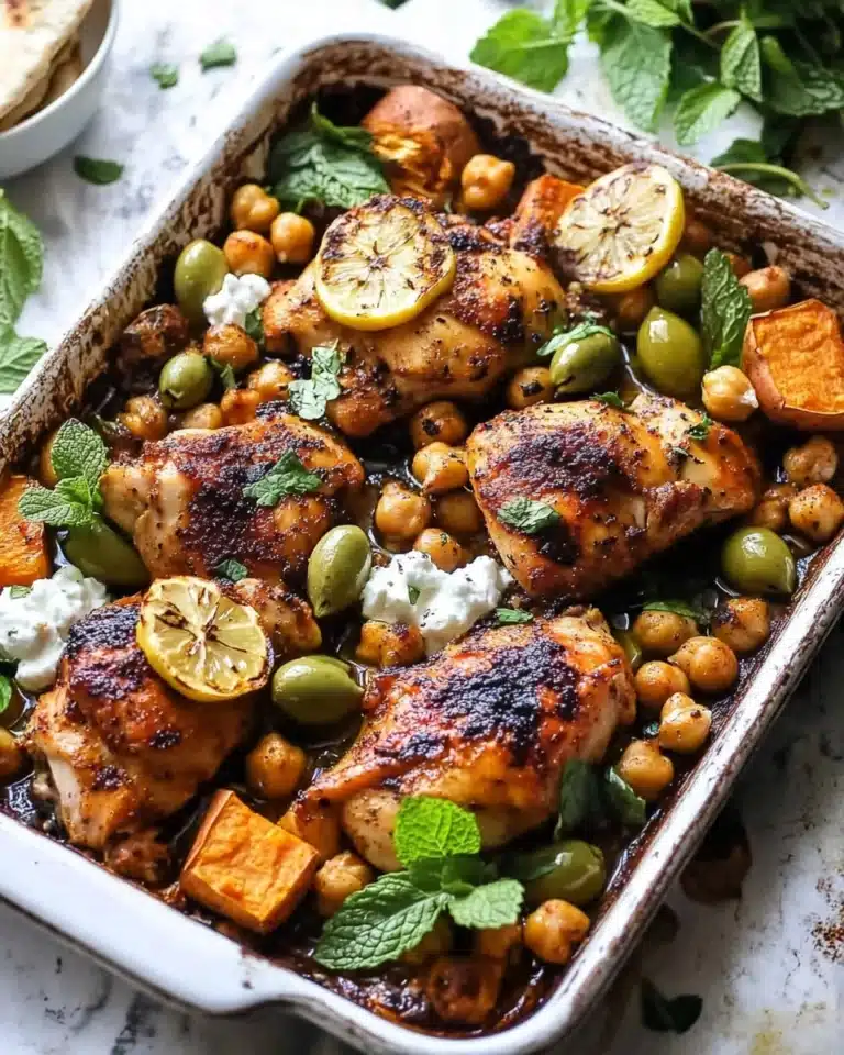 Sheet Pan Harissa Chicken with Chickpeas and Sweet Potatoes Recipe