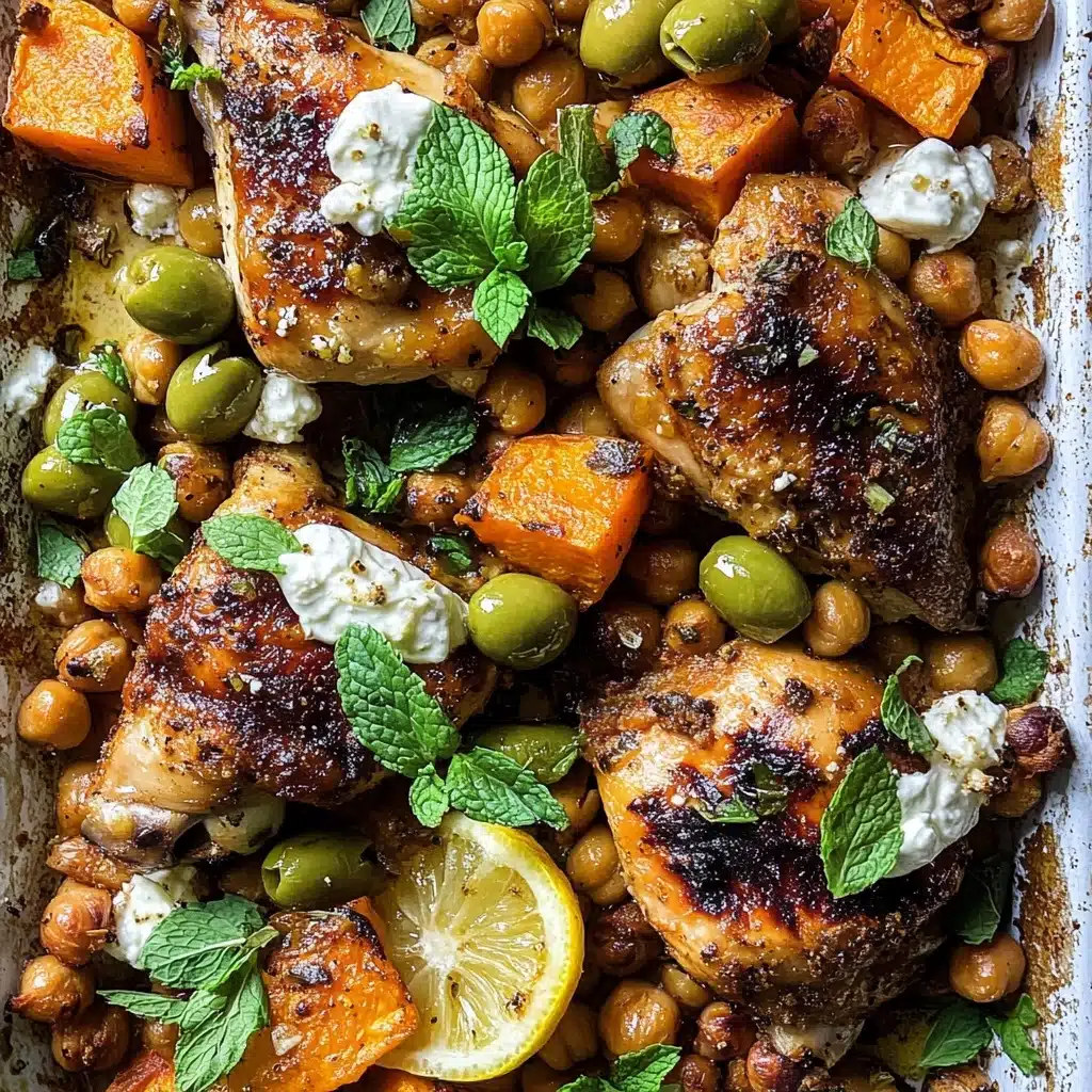 Sheet Pan Harissa Chicken with Chickpeas and Sweet Potatoes Recipe - Recipe Image
