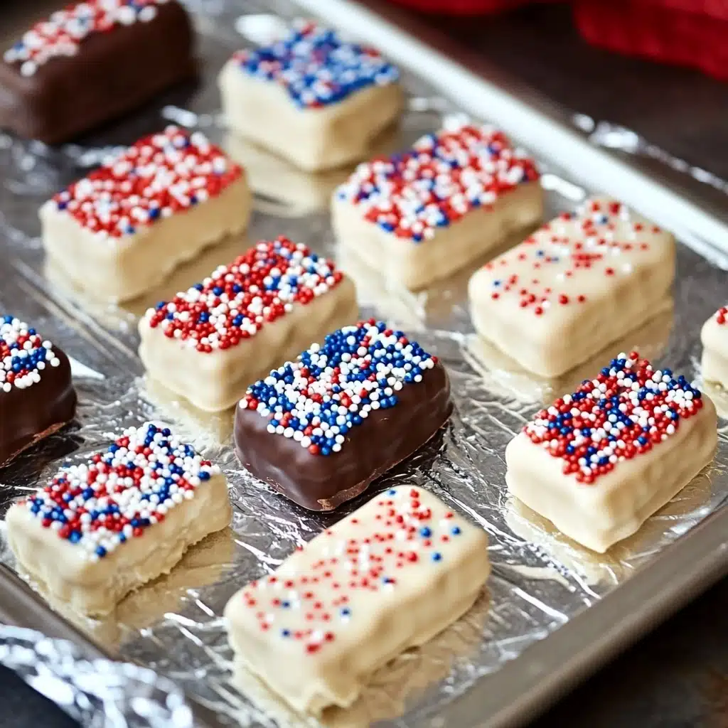 Red White & Blue Chocolate-Dipped Sugar Wafers Recipe - Recipe Image