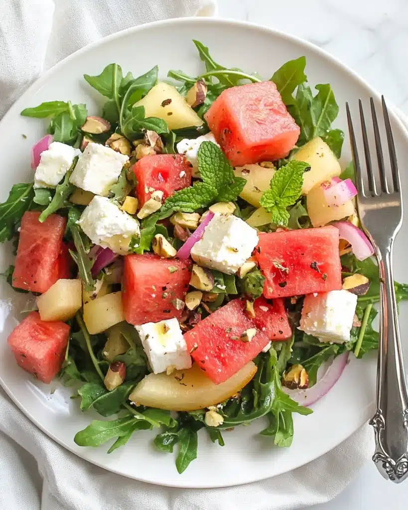 10-Minute Watermelon Rind Salad with Feta & Arugula Recipe