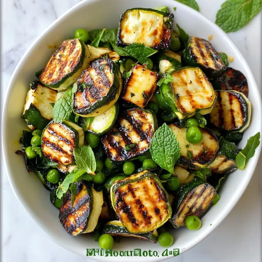 Grilled Zucchini, Halloumi, Pea Salad with Mint, Dijon, and Lemon Recipe - Recipe Image