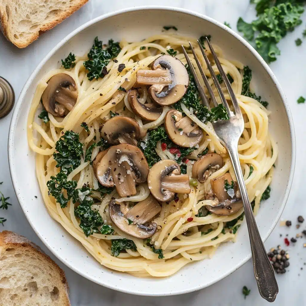 Spaghetti with Mushrooms, Spinach & Ricotta Recipe - Recipe Image