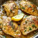 One Skillet Chicken with Lemon Garlic Cream Sauce Recipe