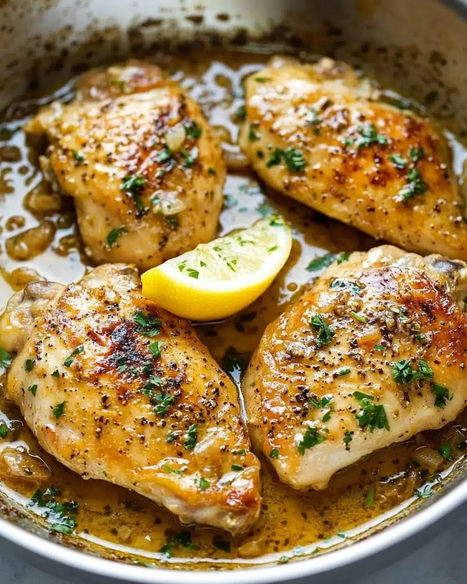 One Skillet Chicken with Lemon Garlic Cream Sauce Recipe
