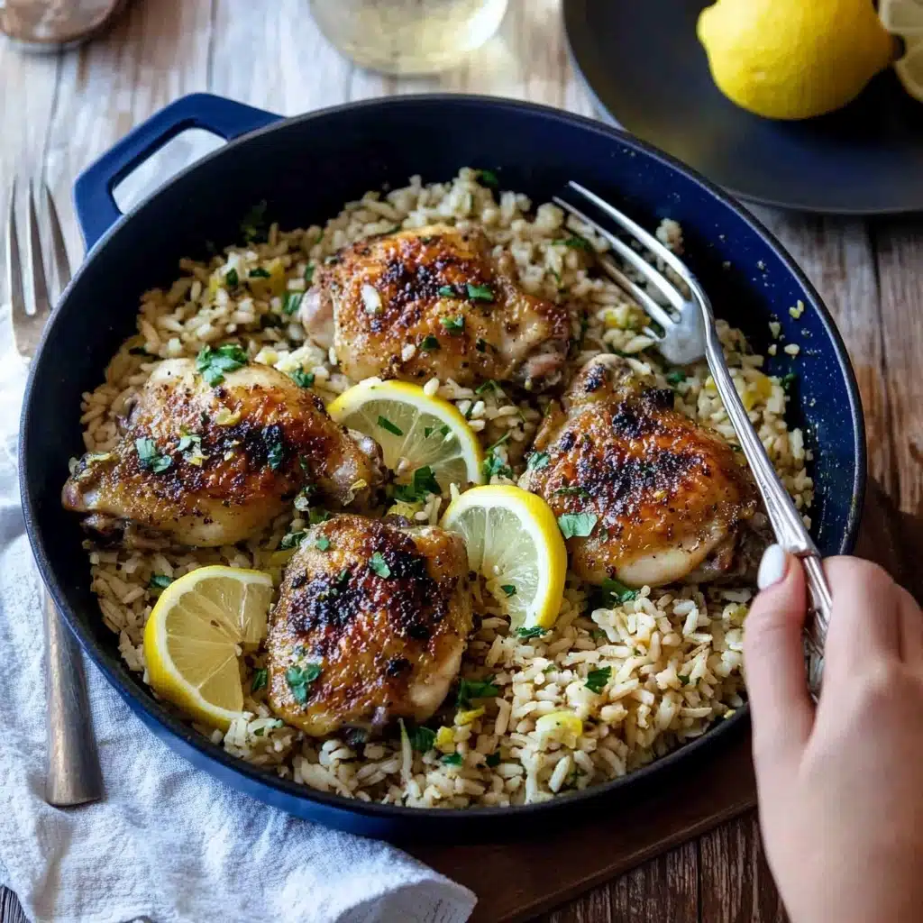 One Pot Greek Chicken and Lemon Rice Recipe - Recipe Image