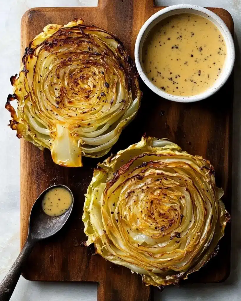 Roasted Cabbage Steaks with Mustard Vinaigrette Recipe