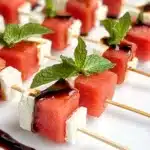 Easy Watermelon Feta Skewers with Fresh Mint and Balsamic Glaze Recipe