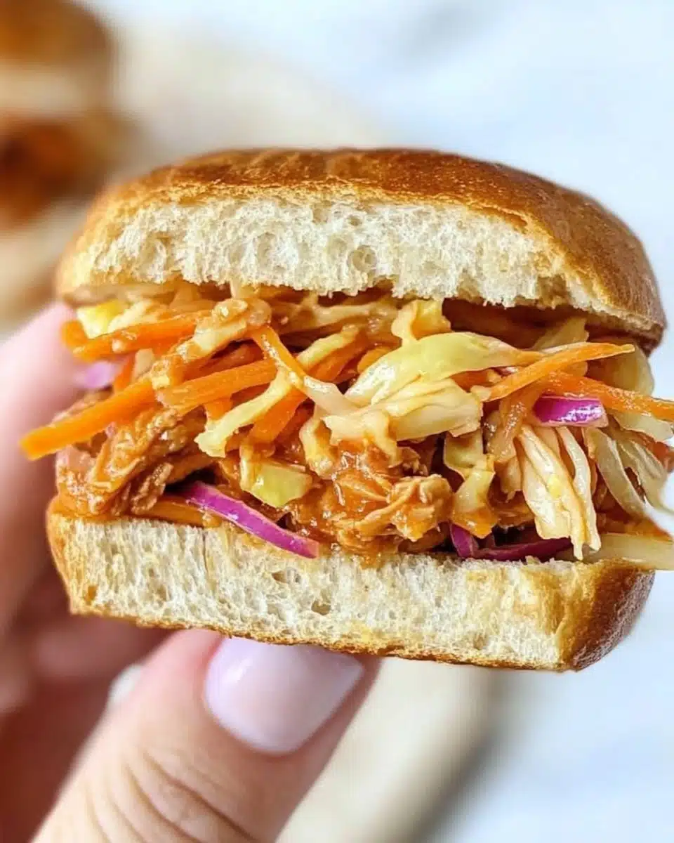 Easy Pulled BBQ Chicken Sliders with Coleslaw (No Mayo) Recipe