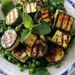 Grilled Zucchini, Halloumi, Pea Salad with Mint, Dijon, and Lemon Recipe