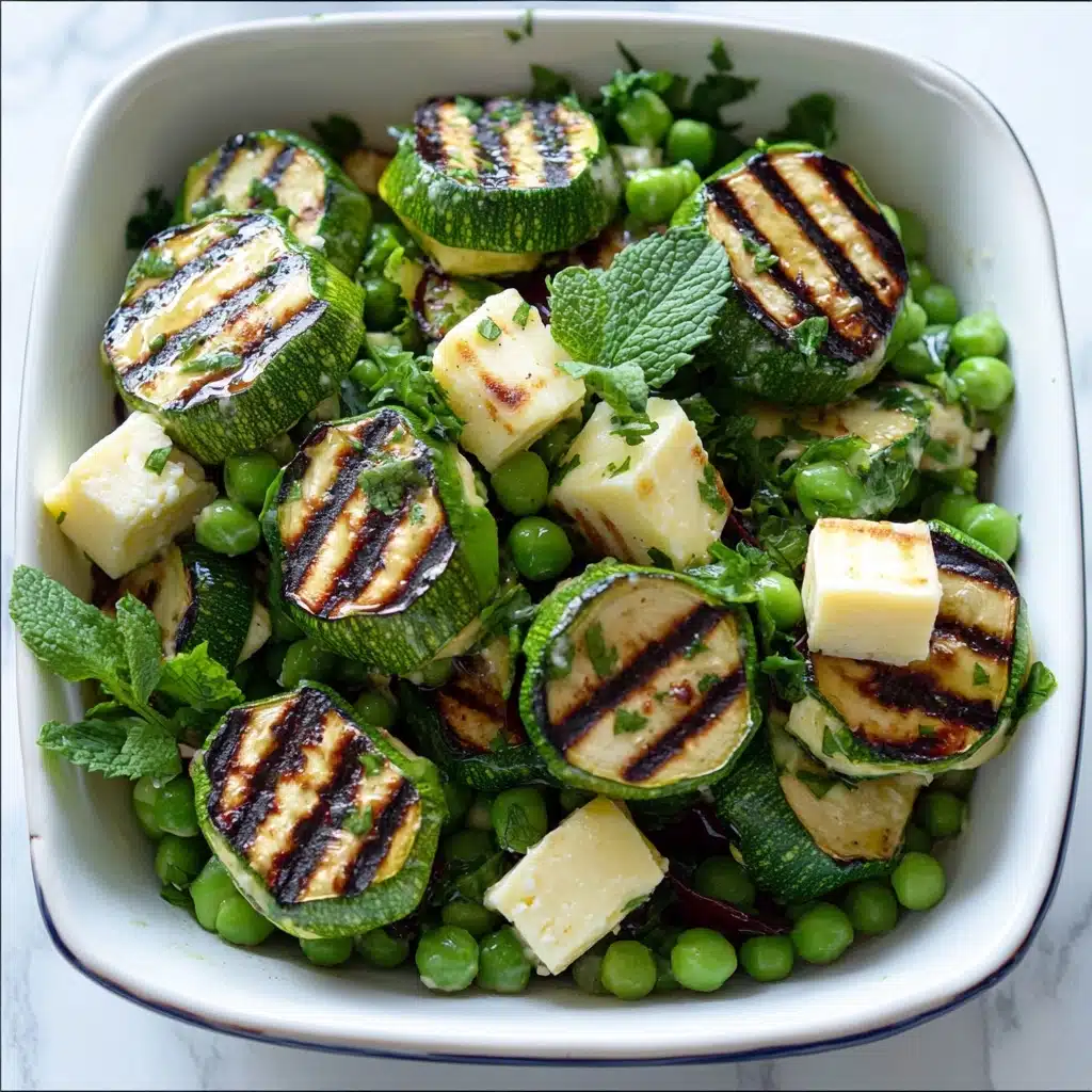 Grilled Zucchini, Halloumi, Pea Salad with Mint, Dijon, and Lemon Recipe - Recipe Image