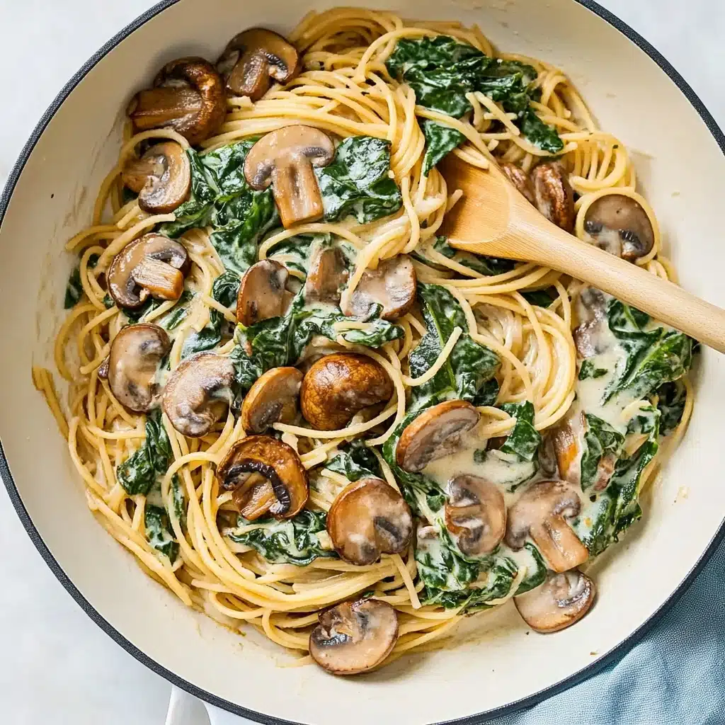 Spaghetti with Mushrooms, Spinach & Ricotta Recipe - Recipe Image
