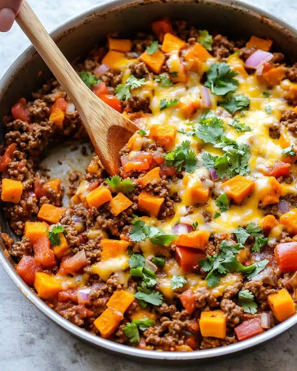 Southwest Ground Beef and Sweet Potato Skillet Recipe