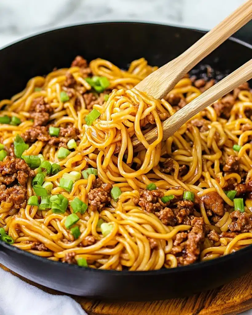 Ground Beef Mongolian Noodles Recipe