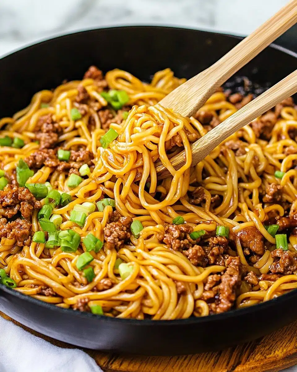Ground Beef Mongolian Noodles Recipe