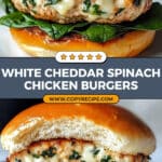 White Cheddar Spinach Chicken Burgers Recipe
