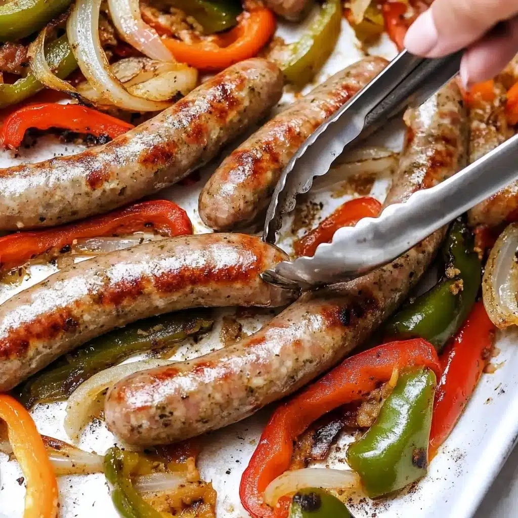 Roasted Bratwurst with Peppers and Onions Recipe - Recipe Image