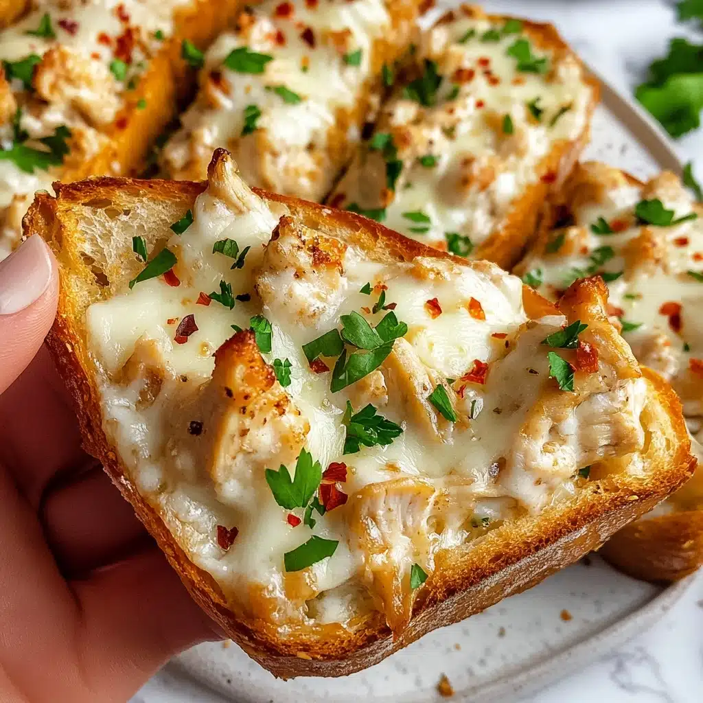 Chicken Alfredo Garlic Bread Recipe - Recipe Image