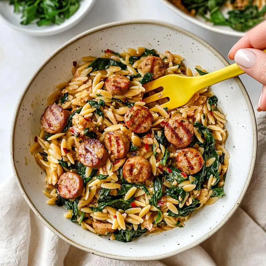 Creamy Chicken Sausage Orzo Skillet Recipe - Recipe Image