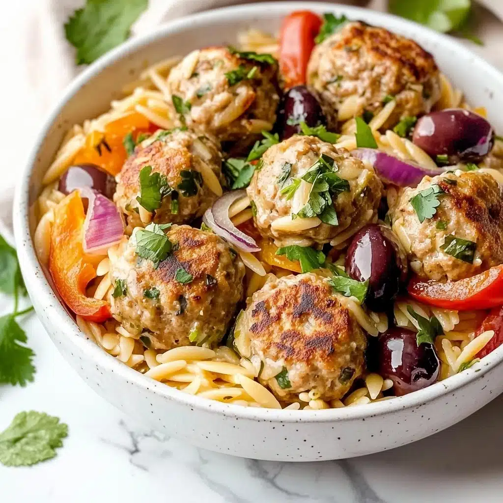 Greek Turkey Meatballs with Lemon Orzo & Creamy Feta Yogurt Sauce Recipe - Recipe Image