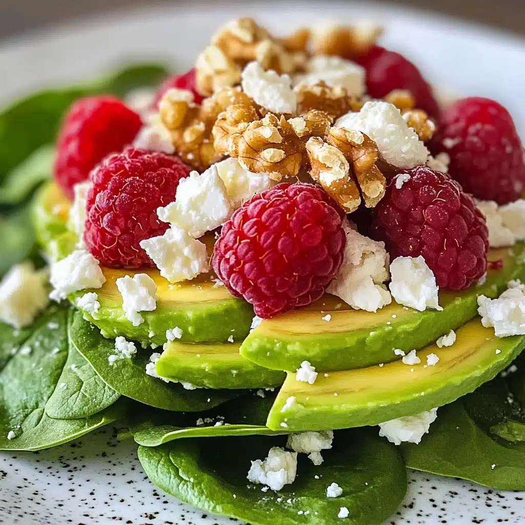 Raspberry-Spinach Salad with Avocado & Walnuts Recipe - Recipe Image