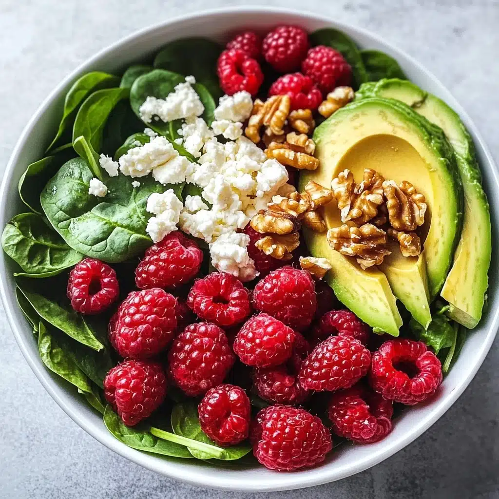 Raspberry-Spinach Salad with Avocado & Walnuts Recipe - Recipe Image