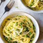 Instant Pot Spaghetti with Goat Cheese, Mint and Peas Recipe