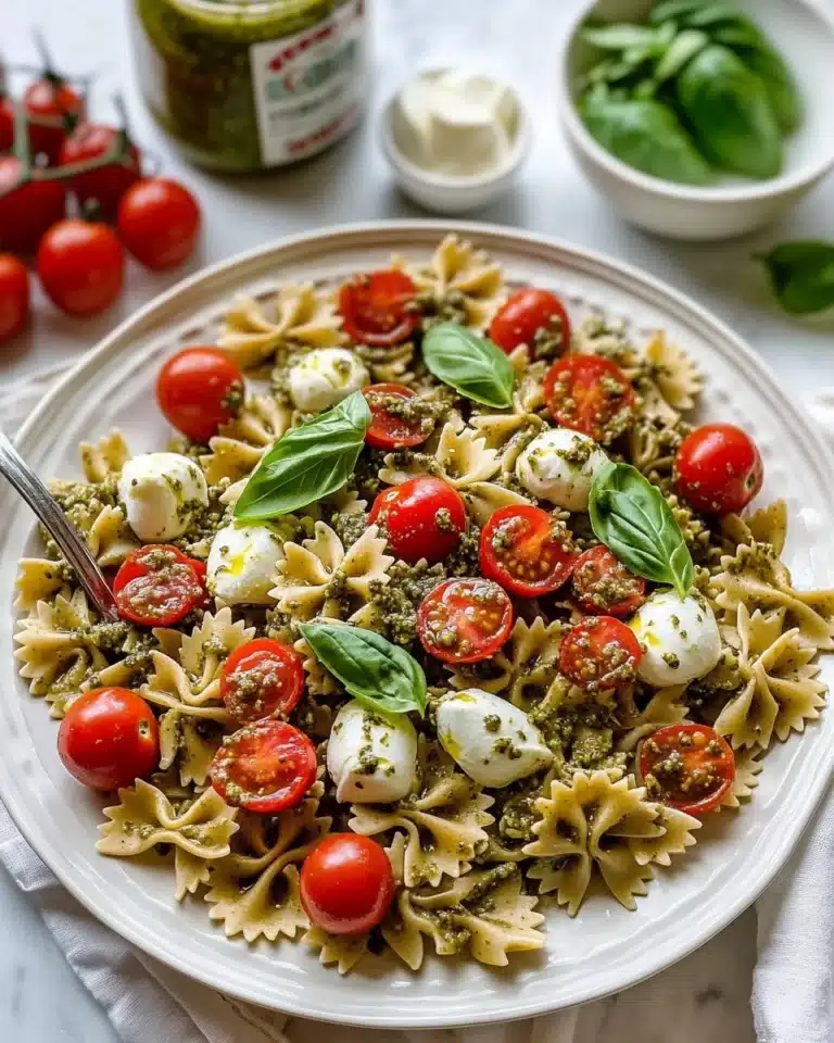 Light Pesto Caprese Pasta Salad Recipe
