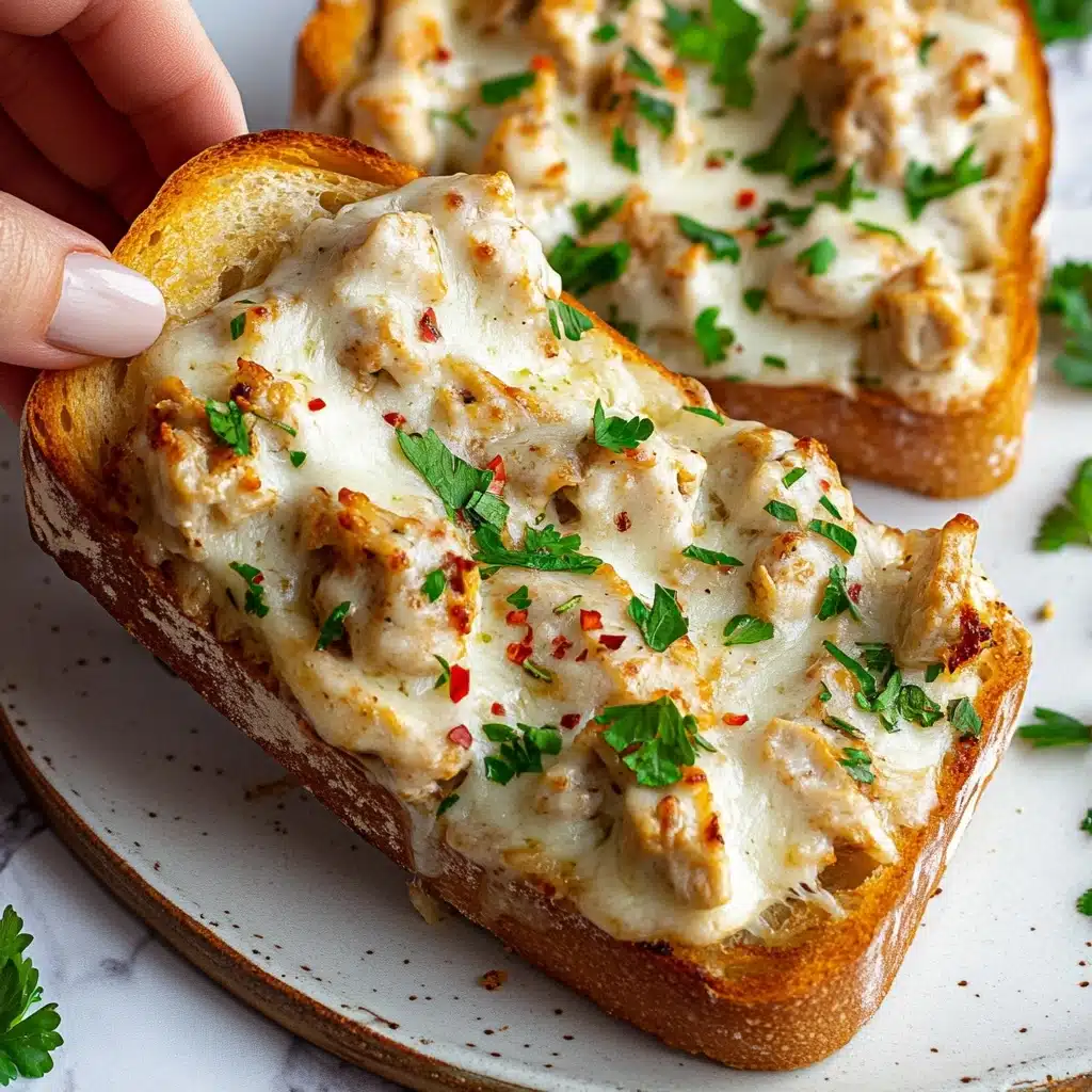 Chicken Alfredo Garlic Bread Recipe - Recipe Image