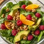 Raspberry-Spinach Salad with Avocado & Walnuts Recipe