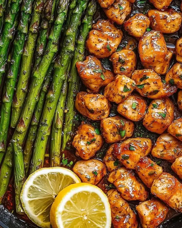 Garlic Butter Chicken Bites with Lemon Asparagus Recipe