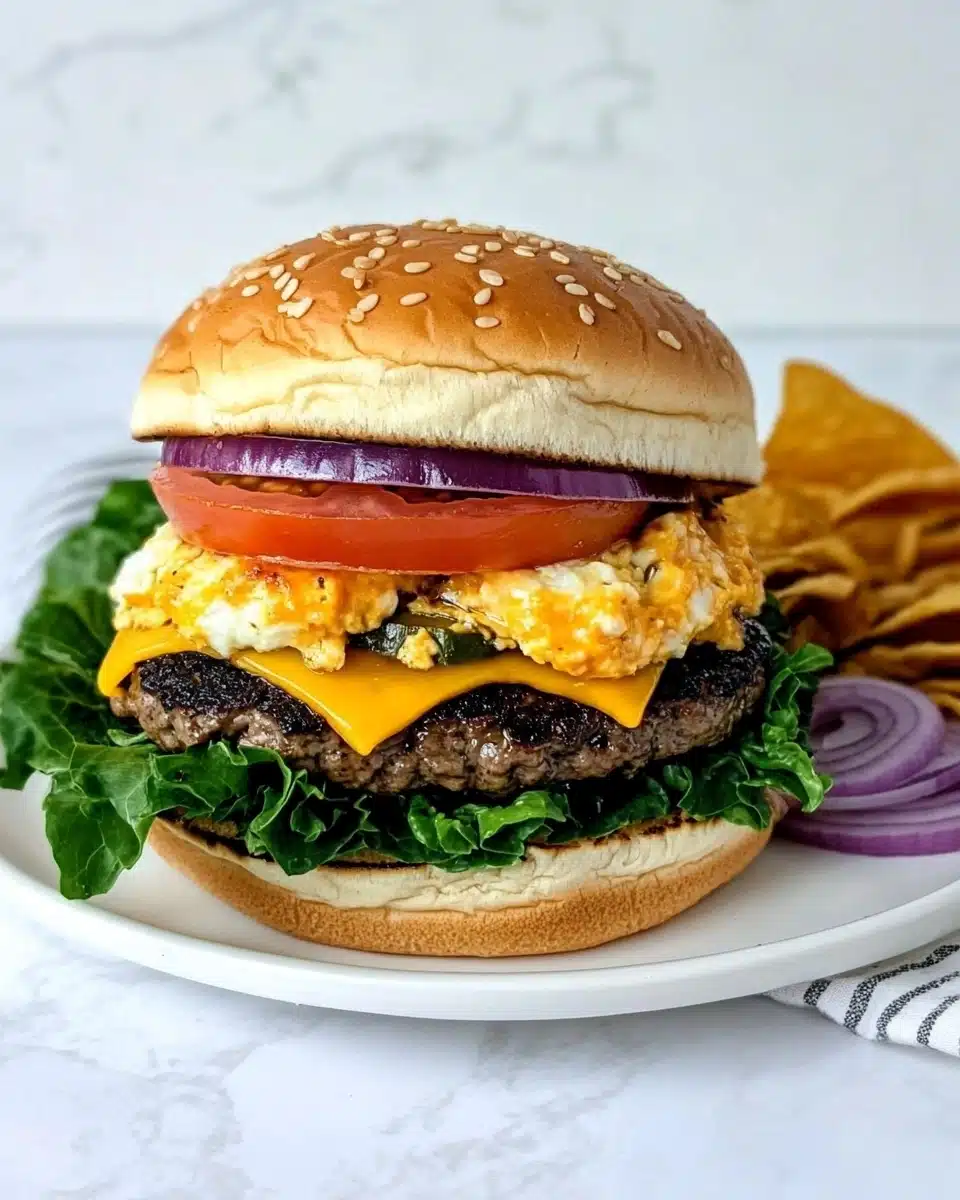Jalapeño Cheddar Burger with Charred Corn Mayo Recipe