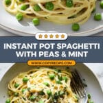 Instant Pot Spaghetti with Goat Cheese, Mint and Peas Recipe