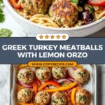 Greek Turkey Meatballs with Lemon Orzo & Creamy Feta Yogurt Sauce Recipe