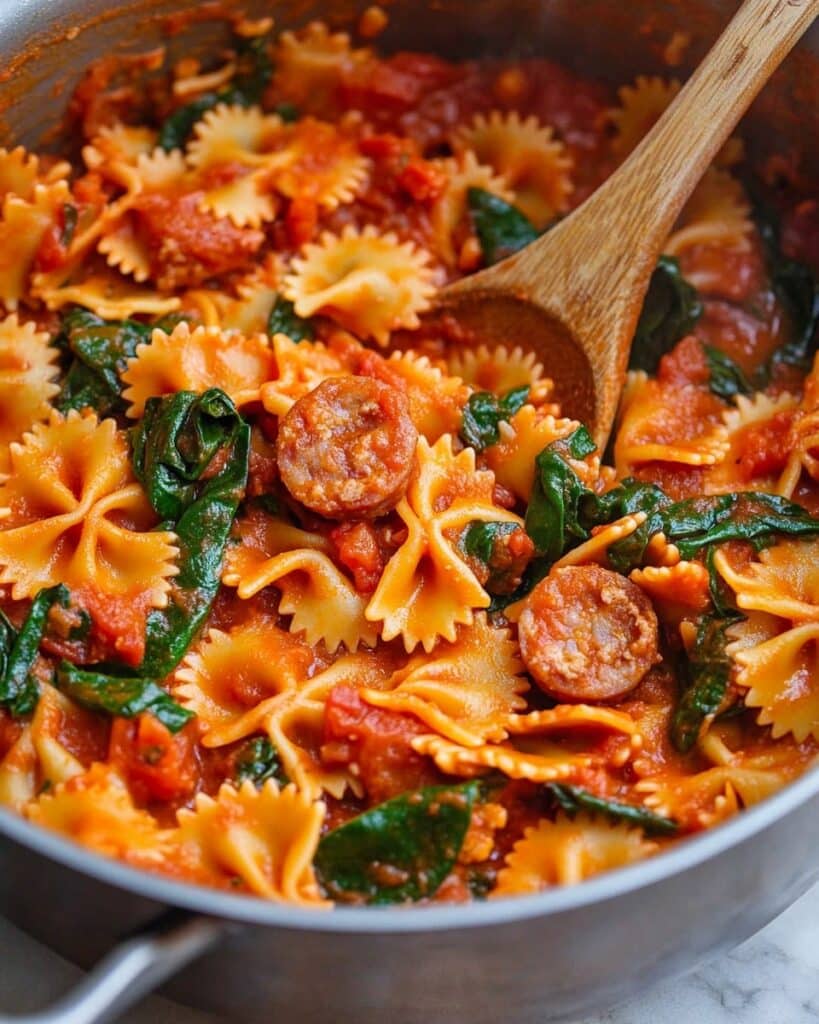 Tomato Spinach Sausage Pasta Recipe