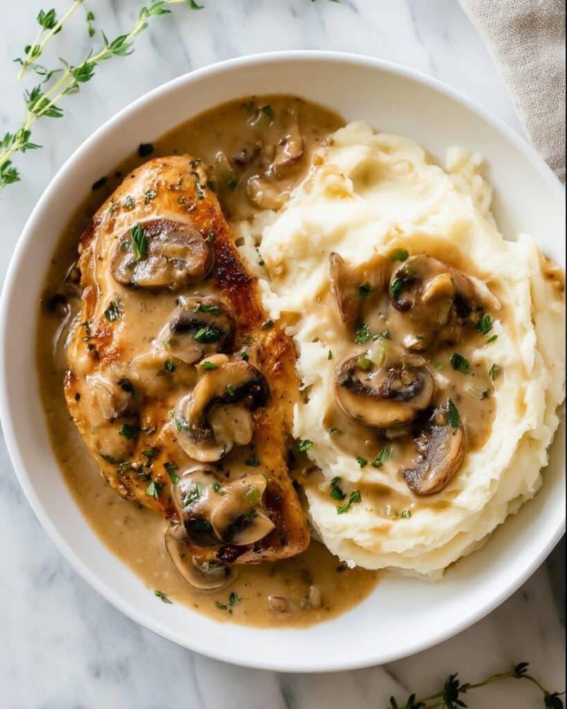 Mushroom Chicken in Creamy White Wine Sauce Recipe