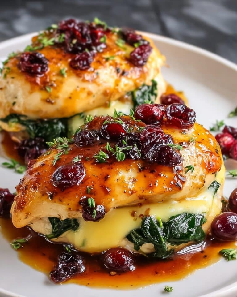 Cranberry & Spinach Stuffed Chicken Breasts with Brie Recipe