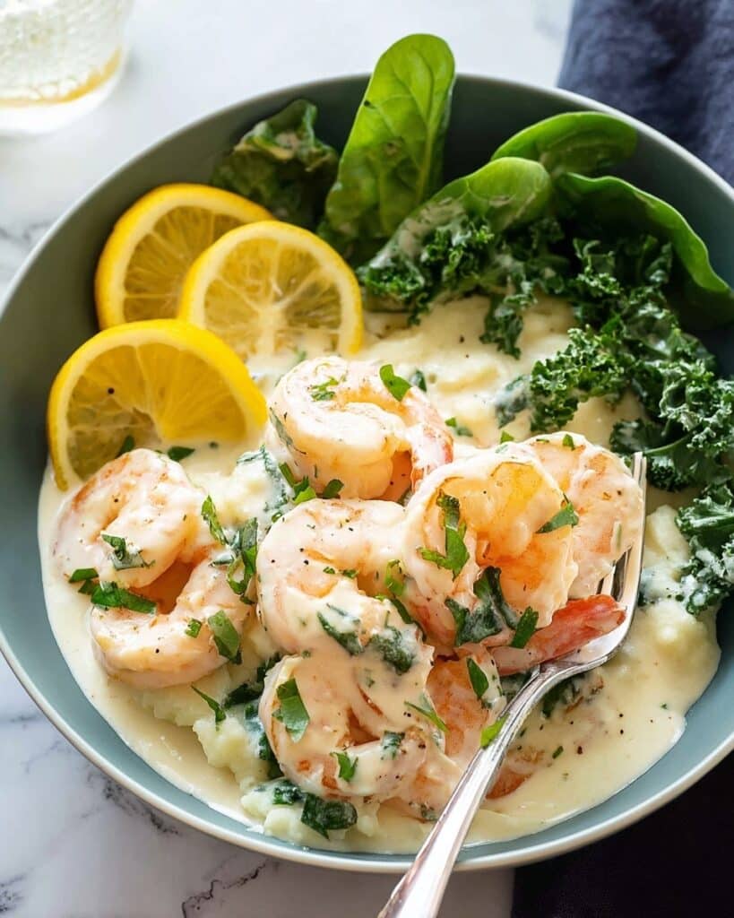 Creamy Garlic Shrimp Over Mashed Potatoes – A Luxurious Comfort Food Classic Recipe