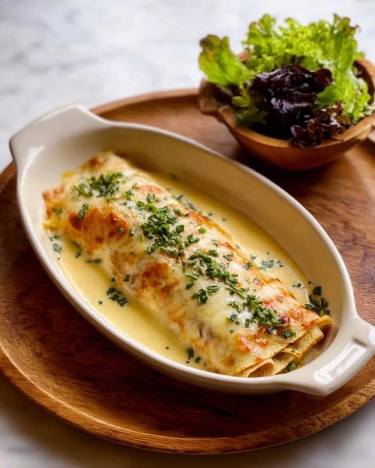 Chicken and Mushroom Crepes with Béchamel Cheese Sauce Recipe
